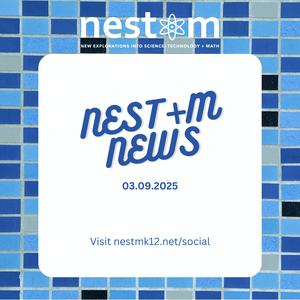 Image of mosaic tiles surrounding a white square with the words NEST+m News in the middle.