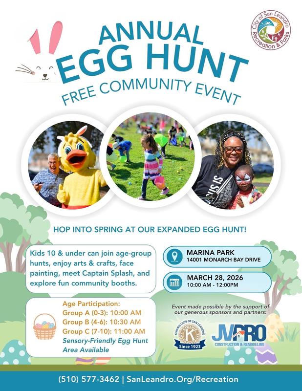 Families are invited to Marina Park on March 28 for a morning of free community fun, crafts, and age-group hunts.