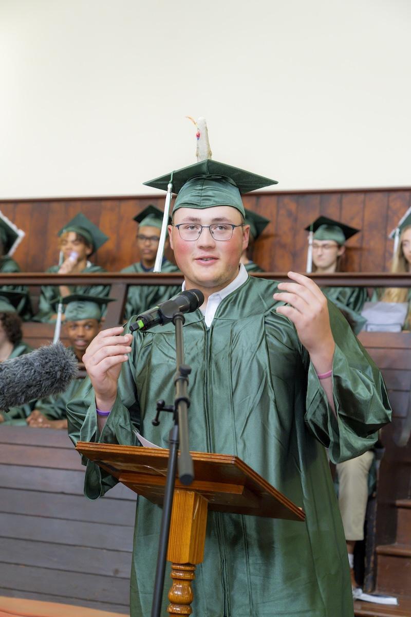 Mason giving his graduation speech