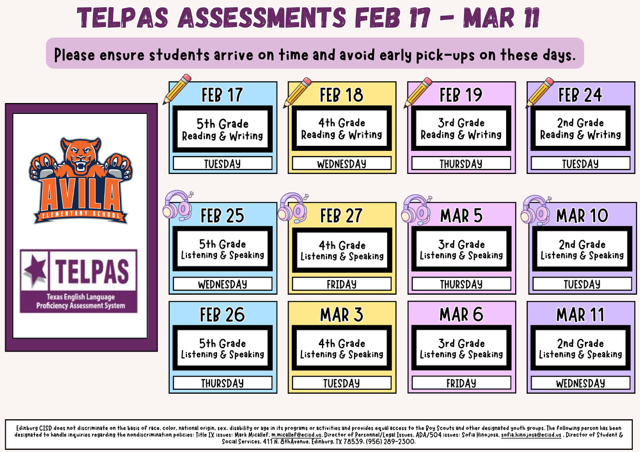 TELPAS Testing Schedule