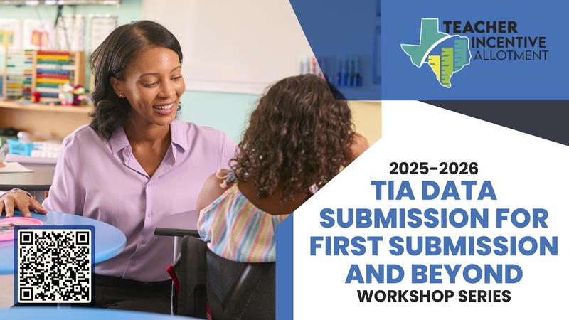 TIA Data Submission workshop graphic with teacher and student in classroom.