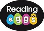 Colorful eggs with the text 'Reading eggs' in white letters.