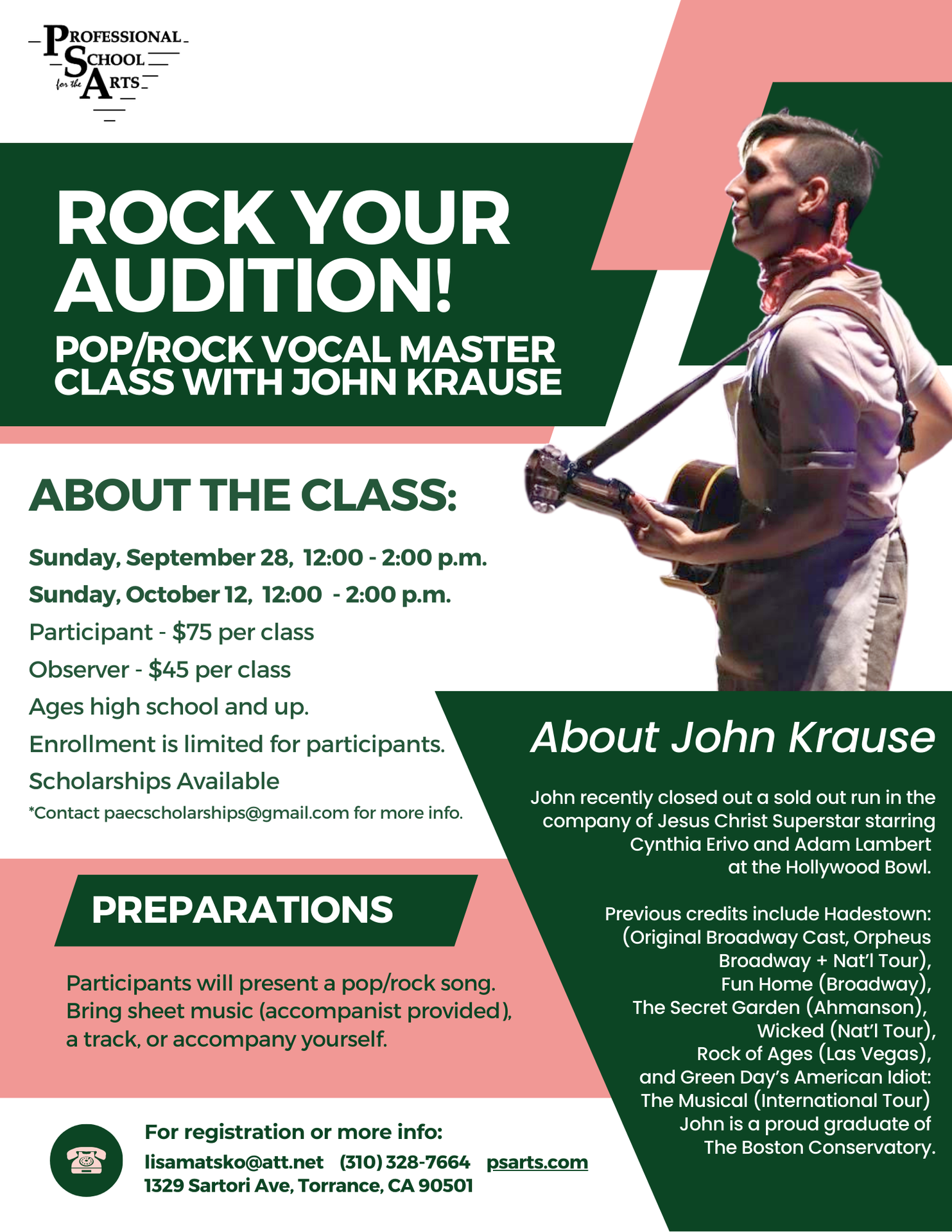 PSPA Pop/Rock Vocal Audition Workshop