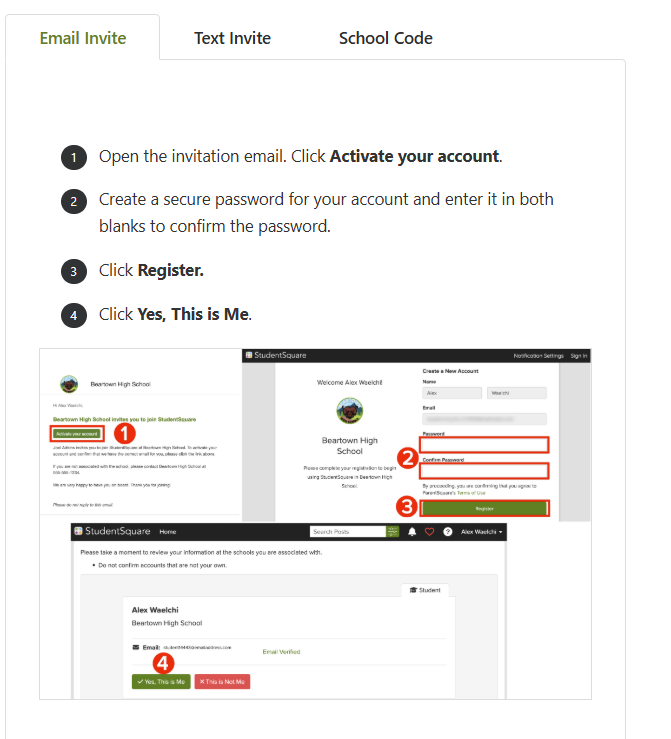 StudentSquare Activate Your Account