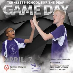 Event promotional graphic for Tennessee School for the Deaf Game Day.