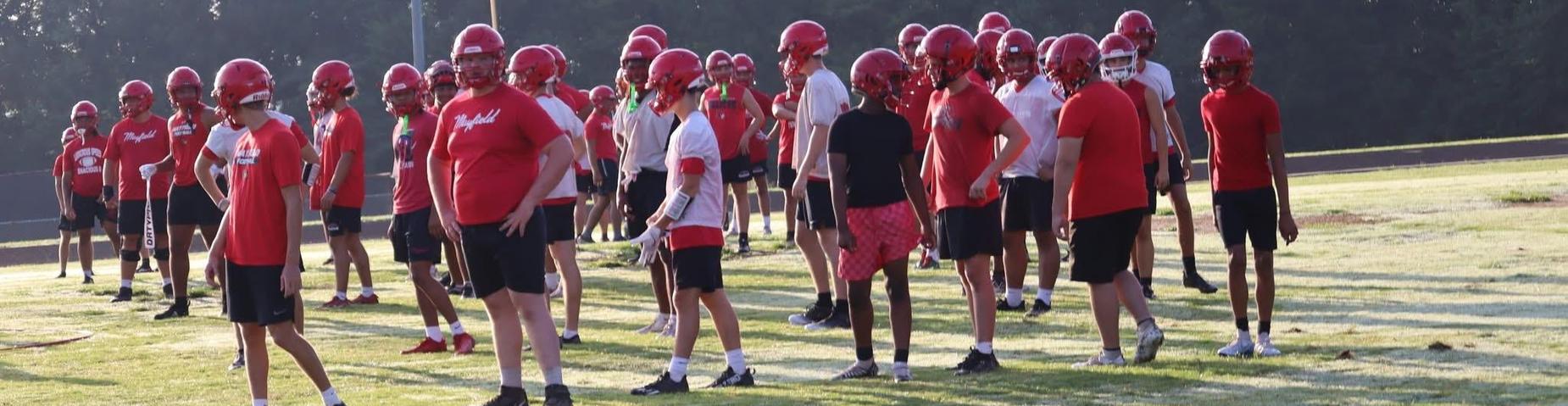 Mayfield High School’s football team is hard at work, gearing up for the upcoming season. With intense practices on the field, players are sharpening their skills, building team chemistry, and pushing themselves to be ready for the challenges ahead."