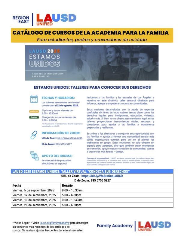 Catalogo de cursos de la academia para la familia
