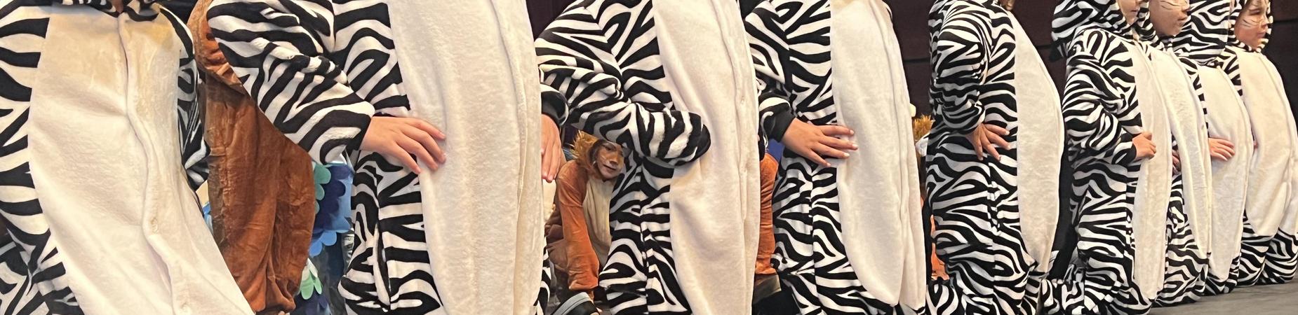 Students dressed as zebras