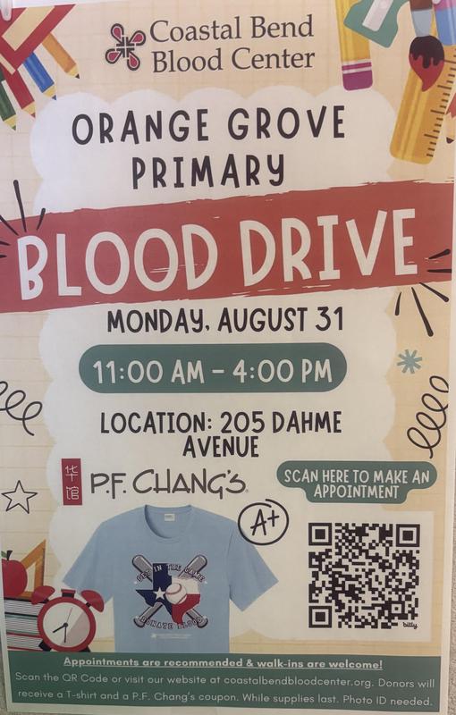 Primary Blood Drive...August 31st...11-4 Featured Photo