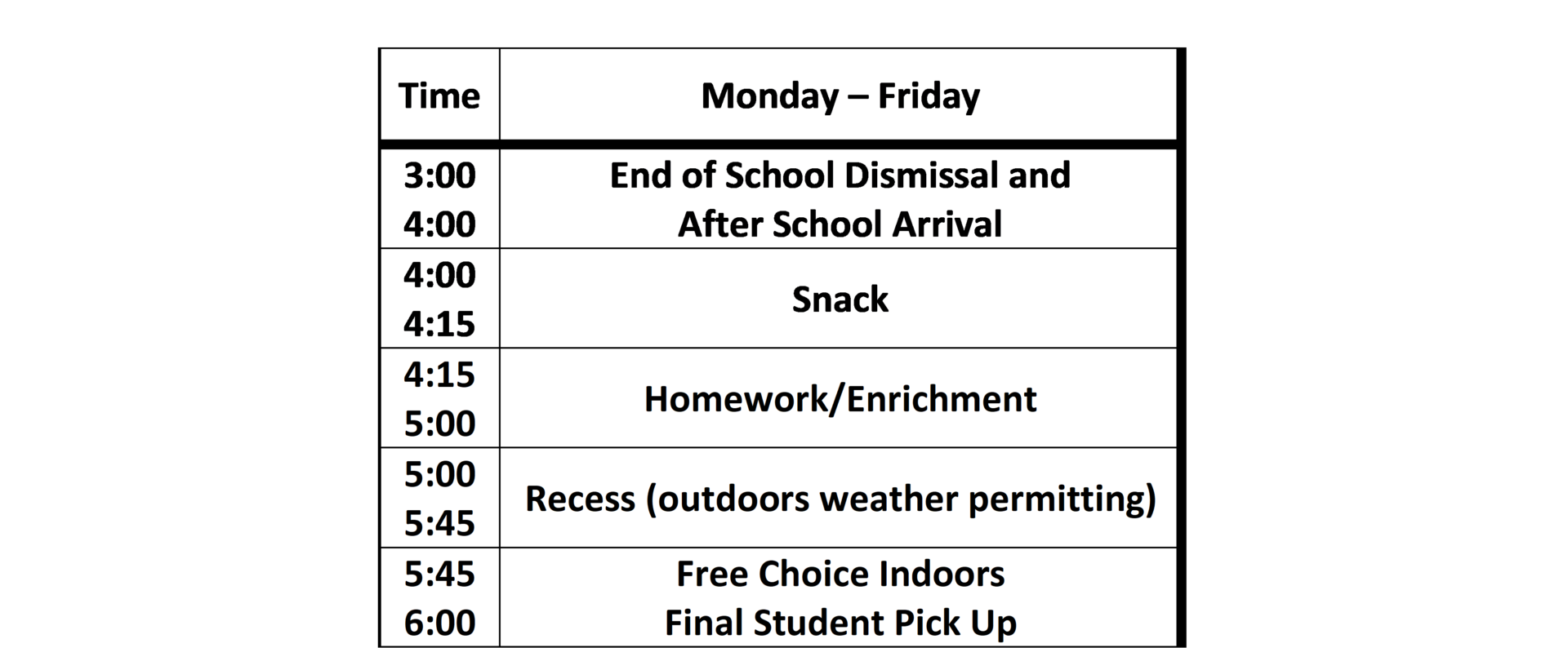 After School Schedule