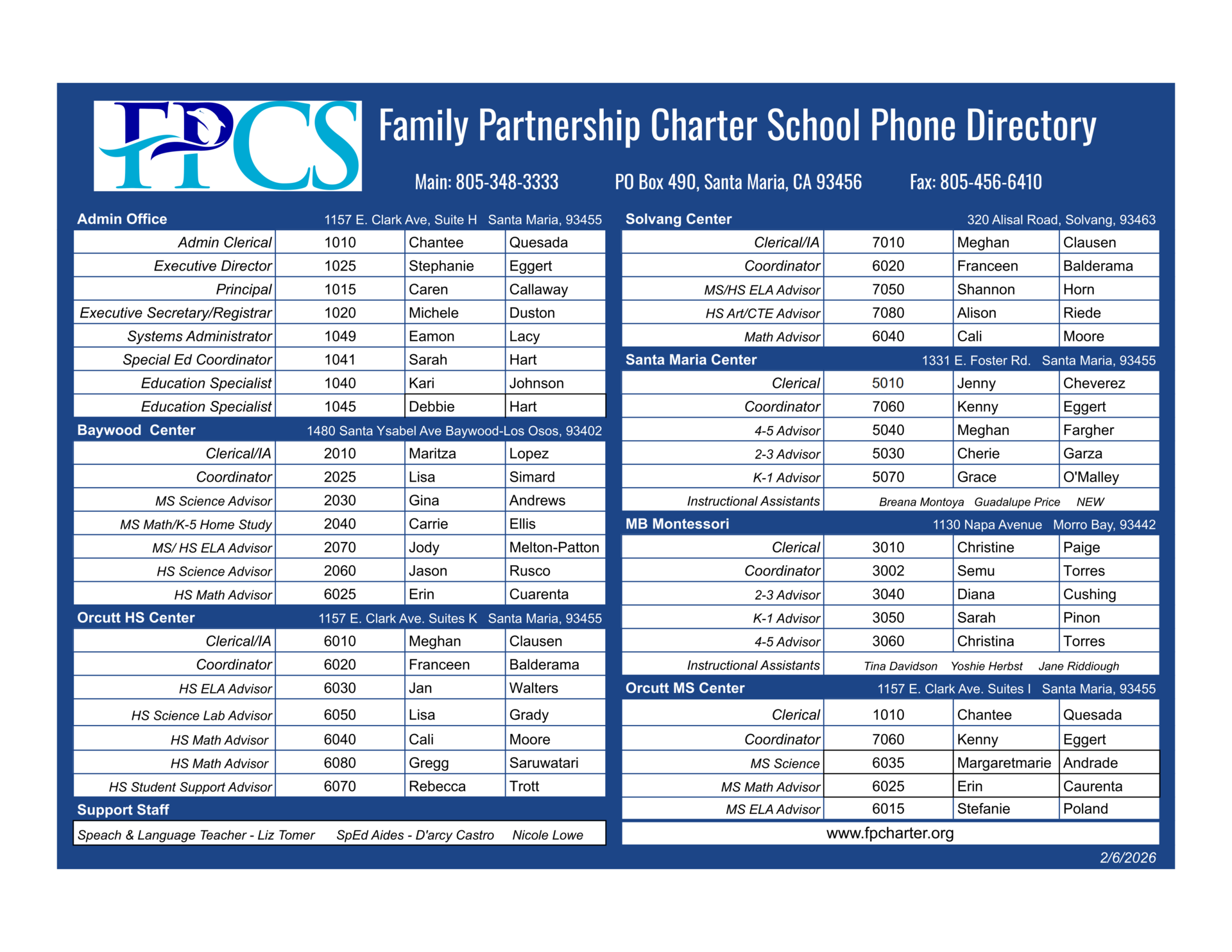 FPCS Phone Directory