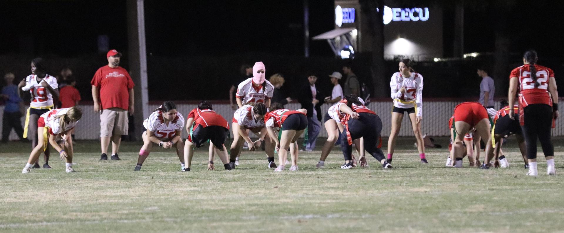 girls playing flag football