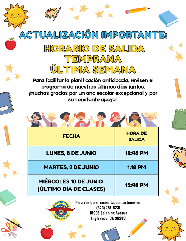 Dismissal Schedule - Spanish