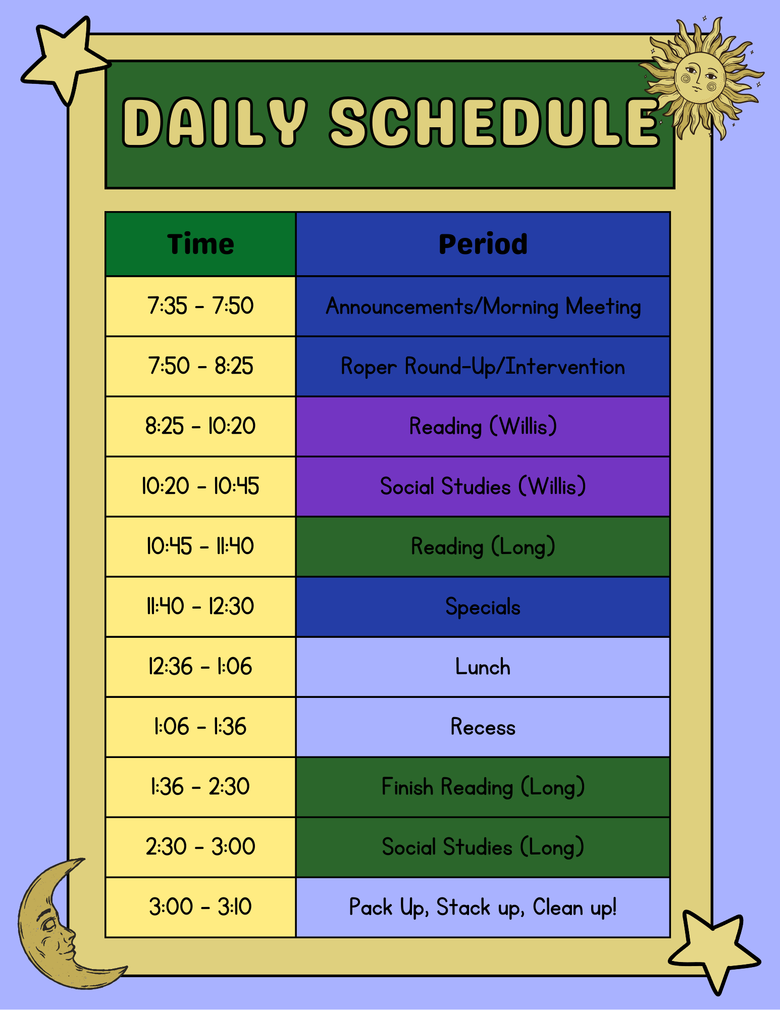 Classroom Schedule