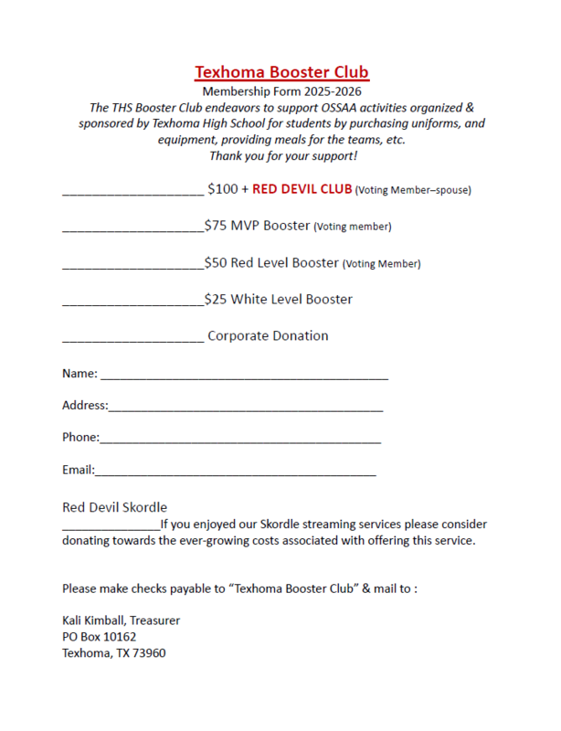 THS Sports Booster Family and Corporate Sponsorship Forms