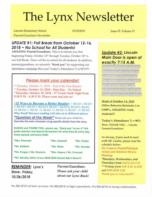 Lynx Newsletter 10/10/18 Featured Photo