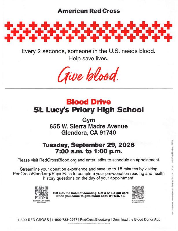 Blood Drive at St. Lucy's Featured Photo