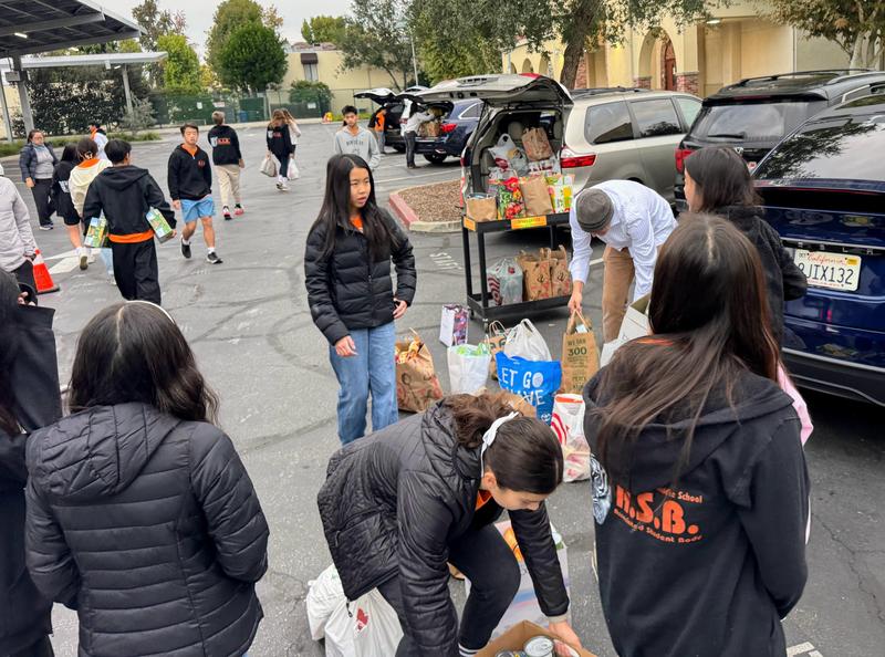 SPMS ASB students collected canned goods for the St. James Community Food Locker in South Pasadena. (Photo Courtesy of South Pasadena Middle School)
