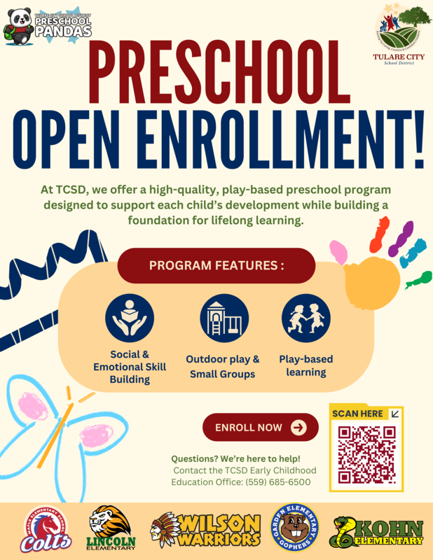Flyer for TCSD Preschool Open Enrollment.