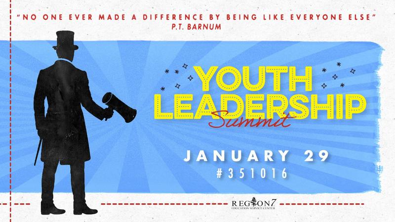 Youth Leadership Summit graphic with ringmaster silhouette and January 29 details.
