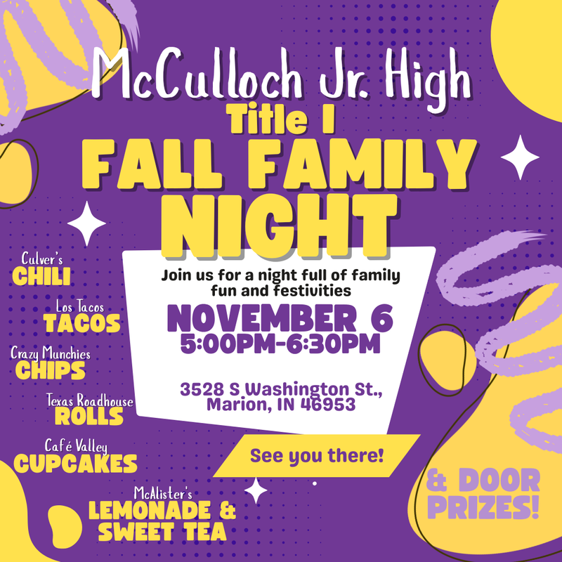 promo graphic - MJH Title 1 Family Night - November 2025