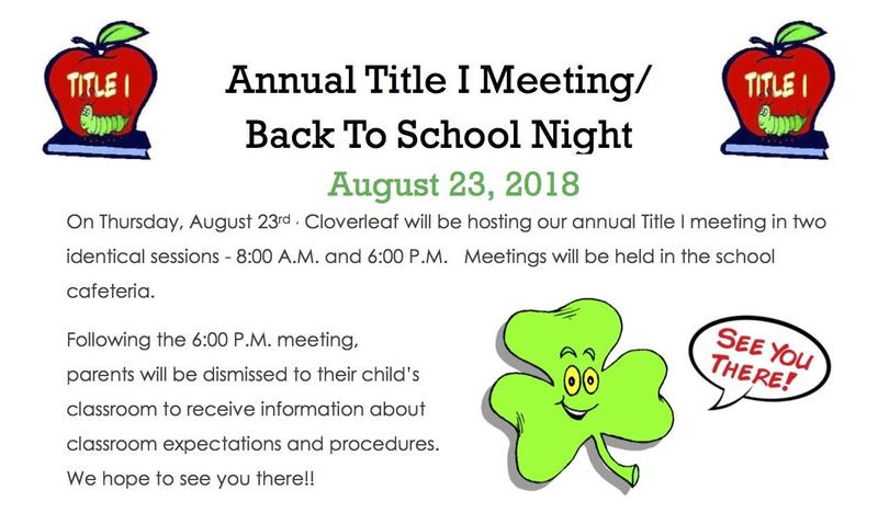 Annual Title I Meeting & Back To School Night Featured Photo