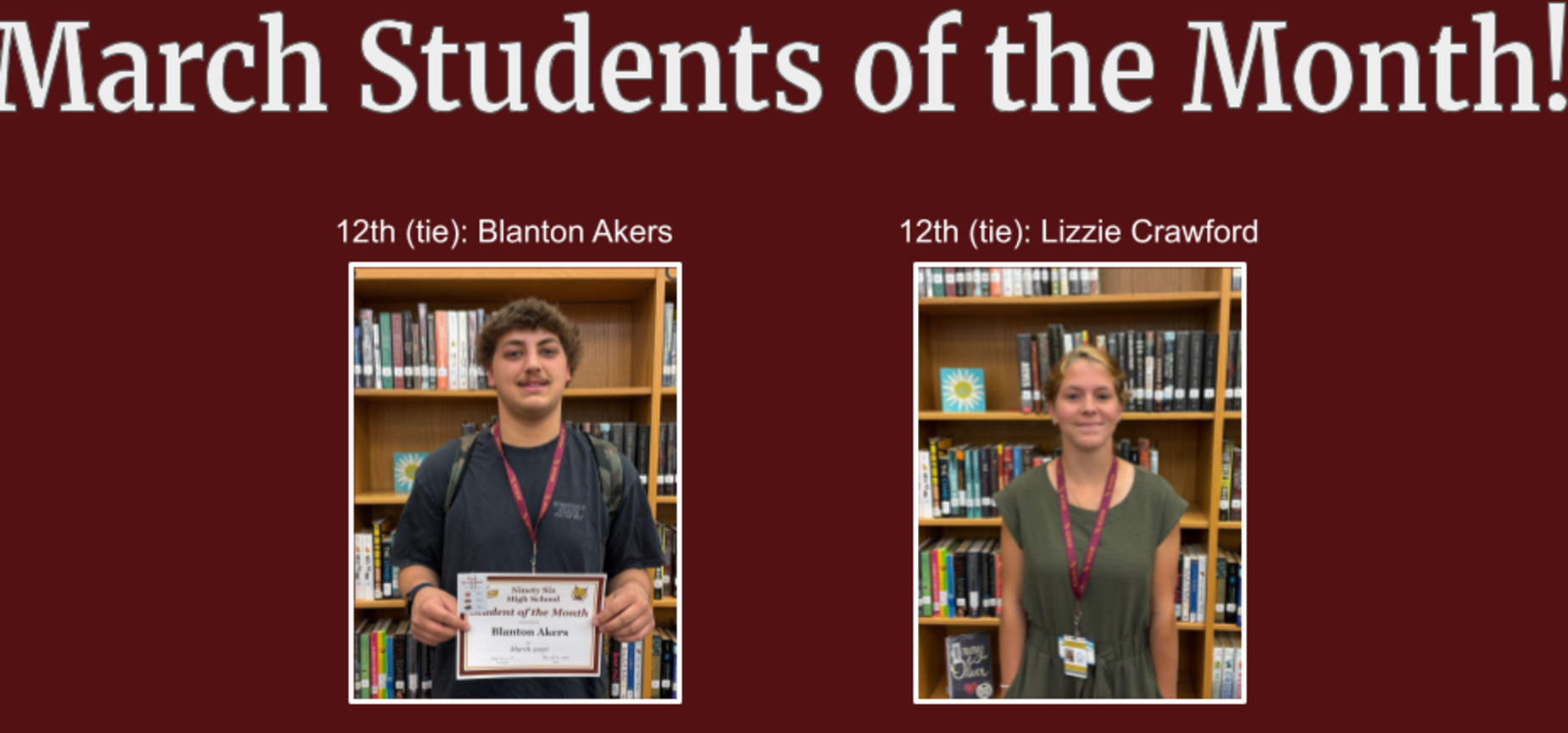 Students of the Month