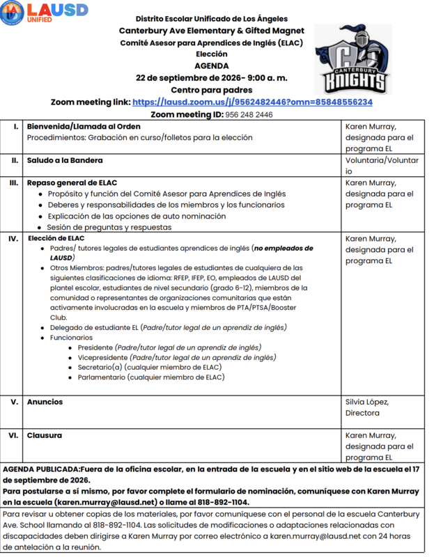 English Learner Advisory Committee (ELAC)