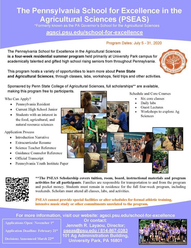 PA School for Excellence in the Agricultural Sciences at Penn State Featured Photo
