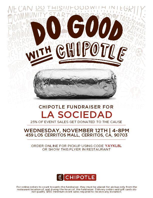 WHS La Sociedad fundraiser at Chipotle on 11/12/25 from 4 - 8pm