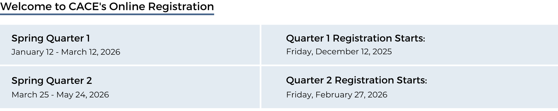 Community Education dates