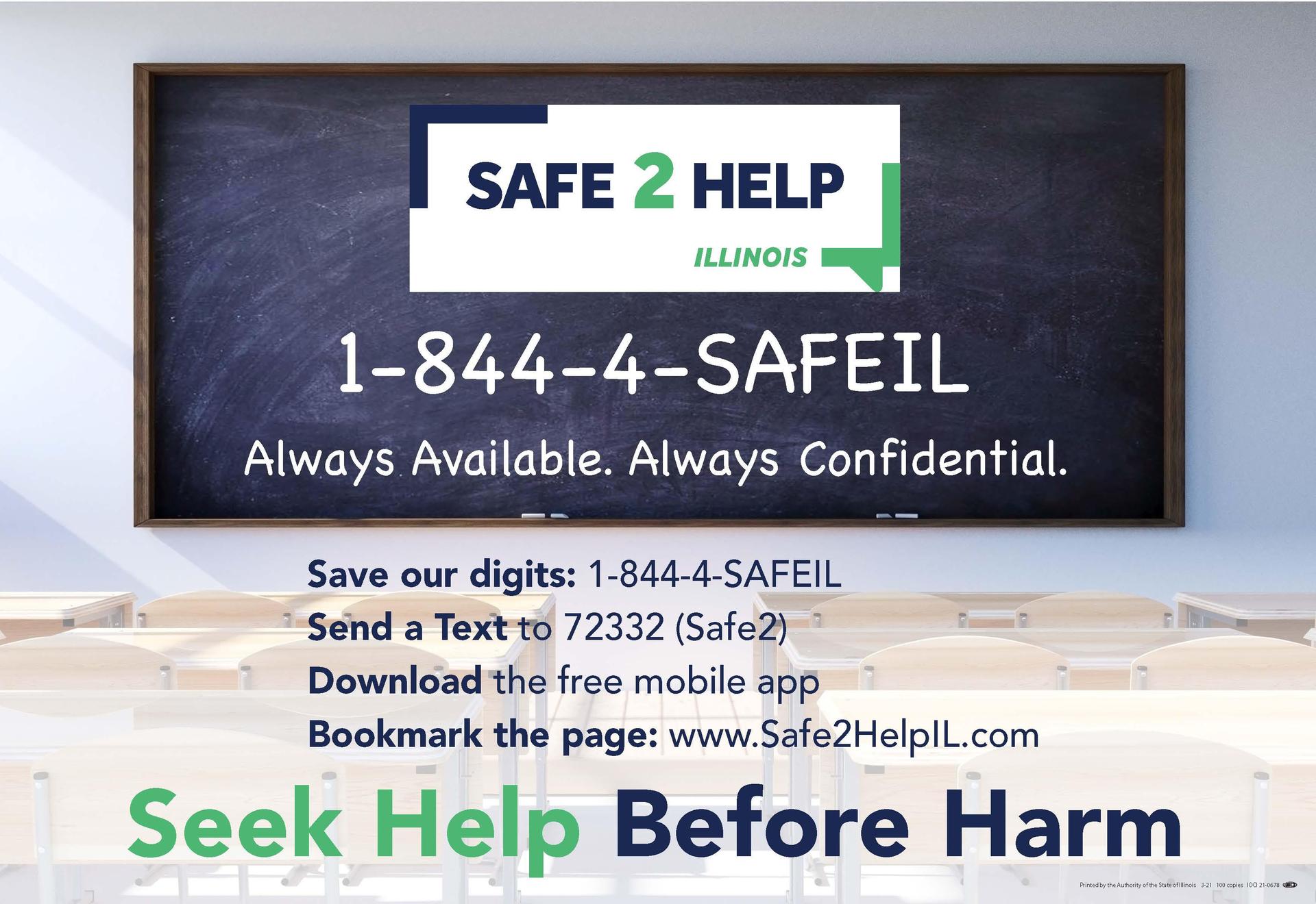 Cartel de «Safe 2 Help Illinois»