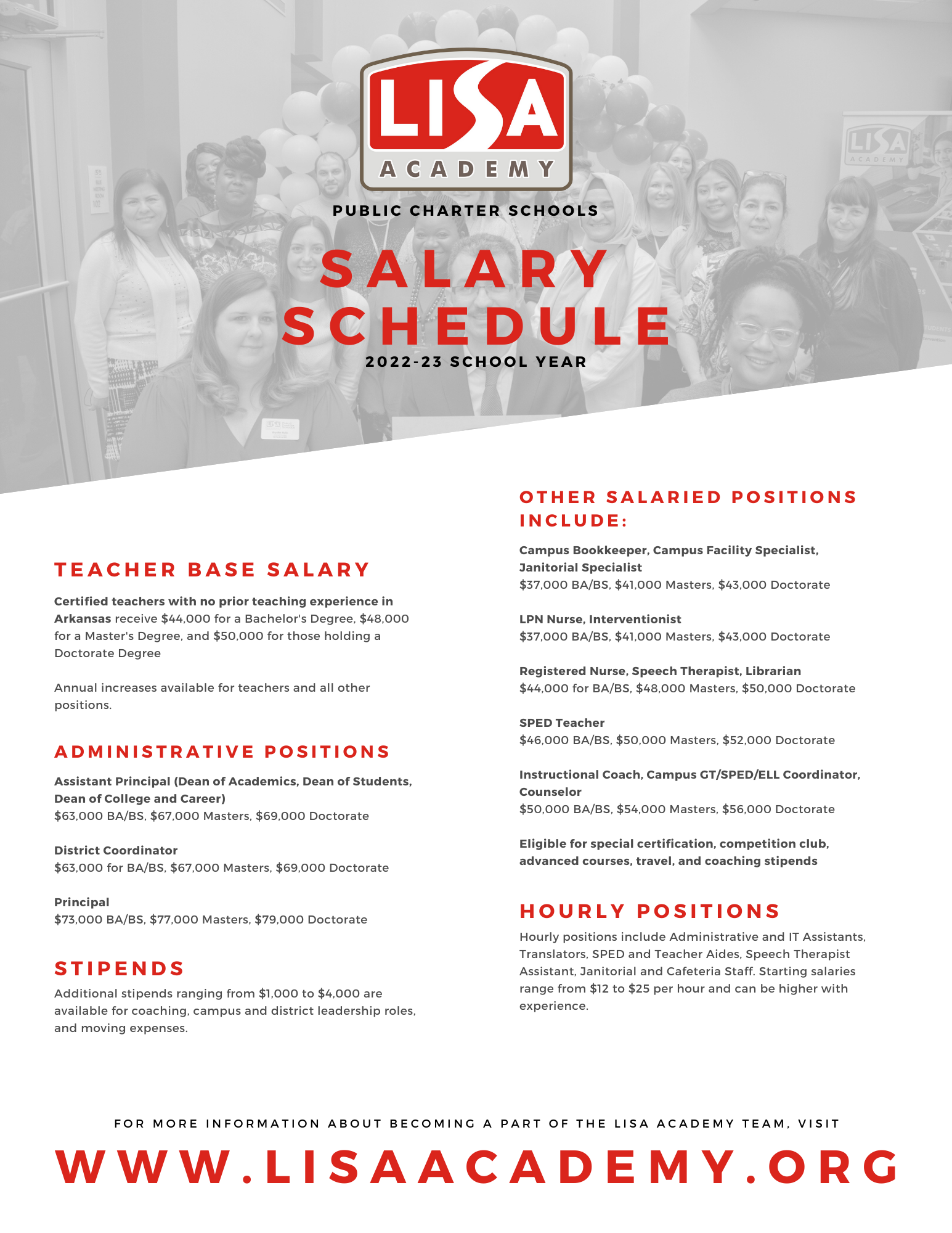 2022 2023 Salary Schedules LISA Academy Public Charter Schools
