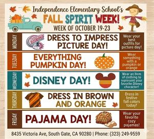 Semana del Espíritu de Otoño de la Escuela Primaria Independence