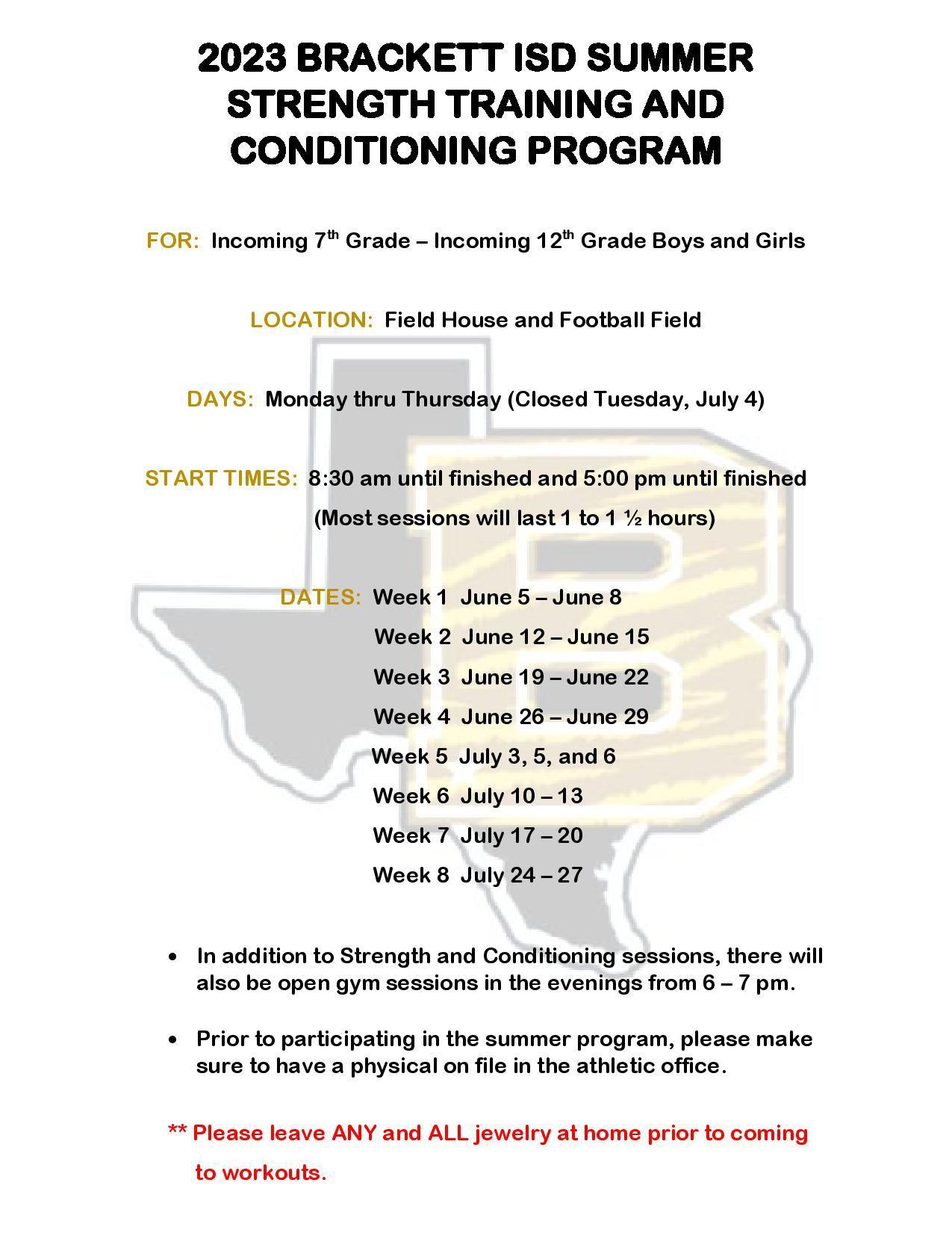 2023 BISD Strength Training & Conditioning Program Brackett