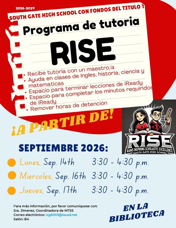 Rise tutoring flyer in spanish