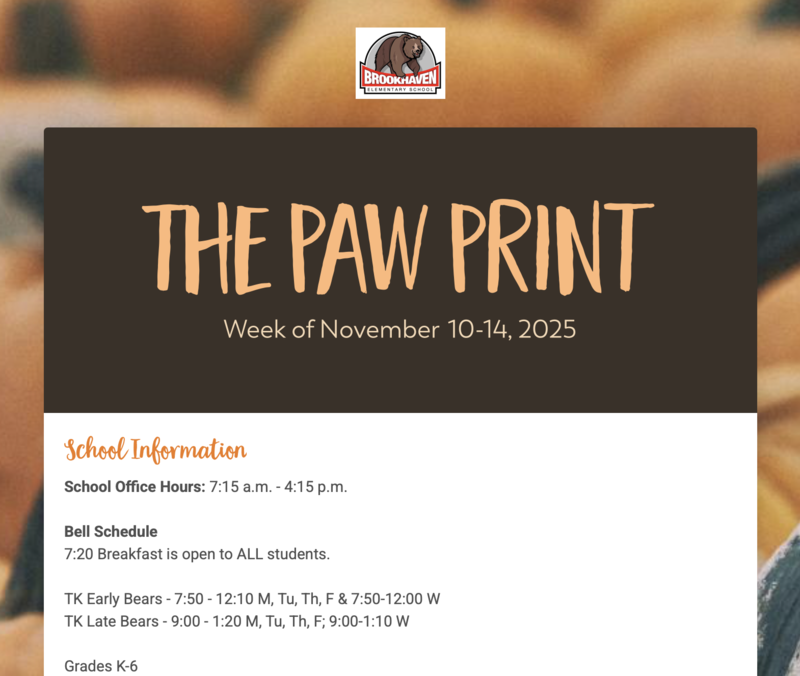 The Paw Print: Week of November 10th