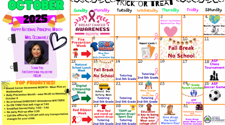 October Events Calendar