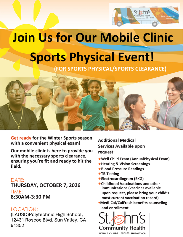 Mobile Clinic Sports Physicals Oct.7th