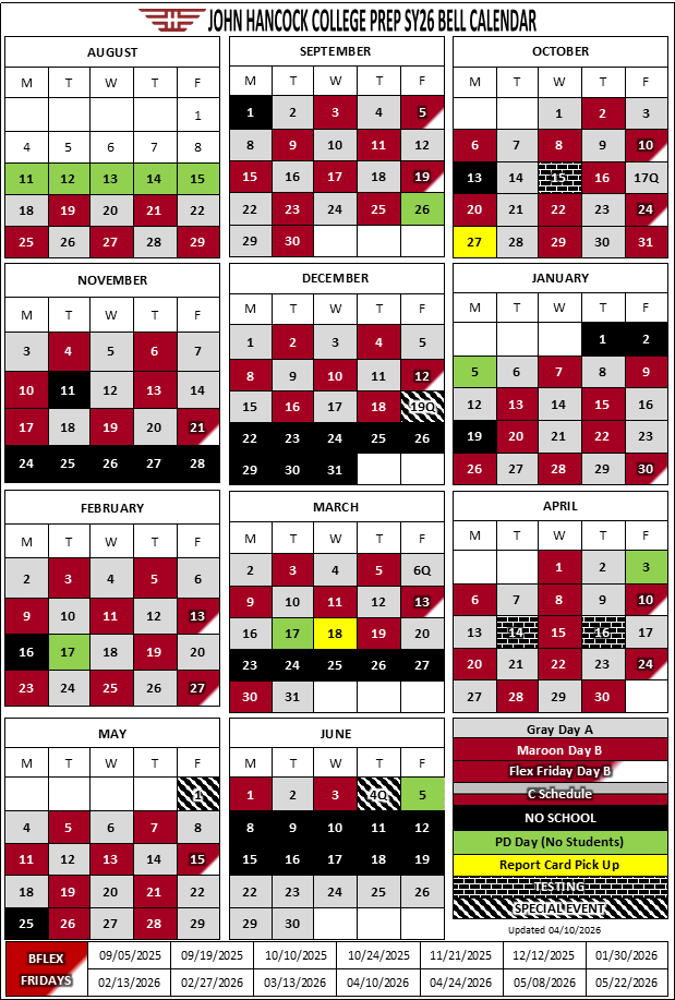 This is the A B B Flex calendar