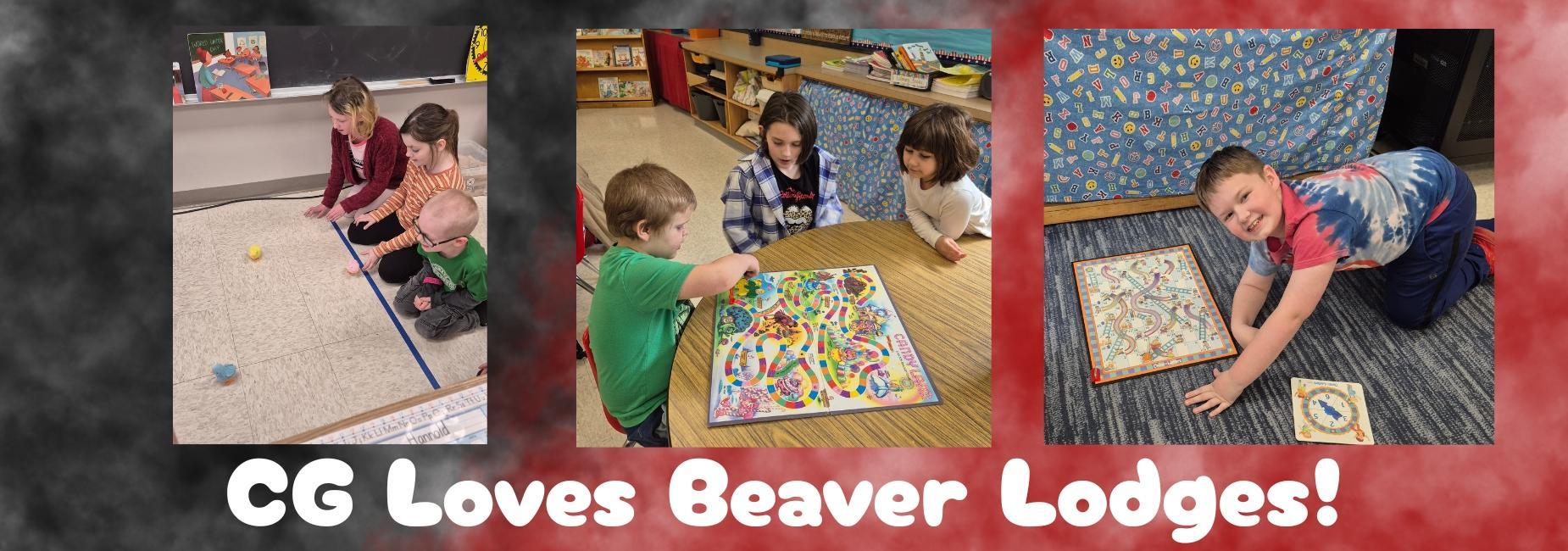 Children engaging in various games around tables in a lively classroom environment.
