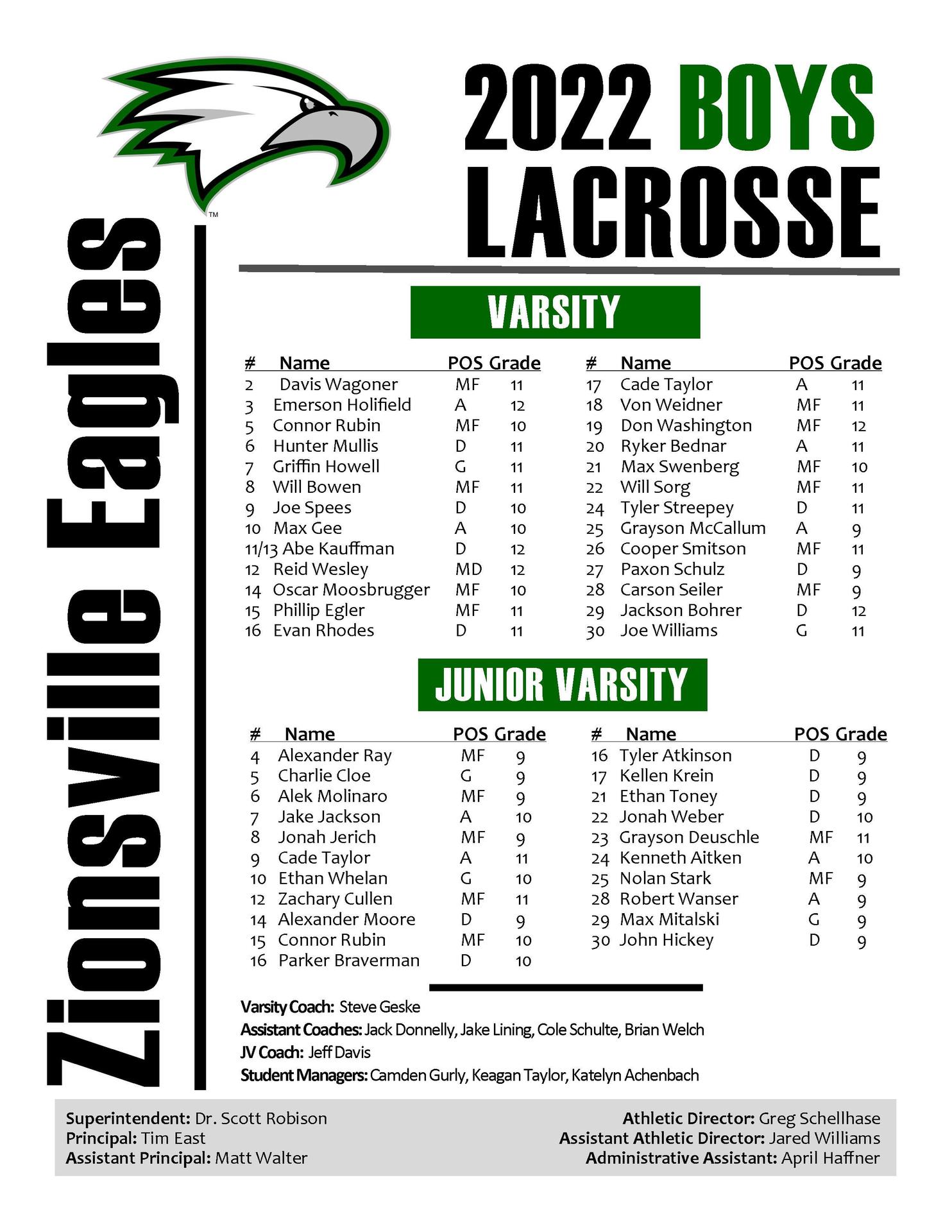 Boys Lacrosse roster