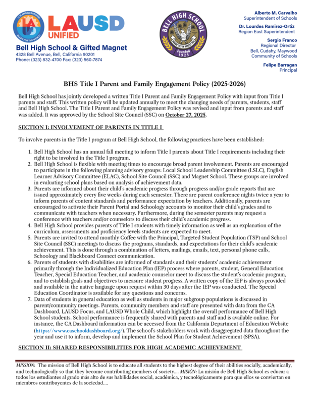 2025-26 Family Engagement Policy