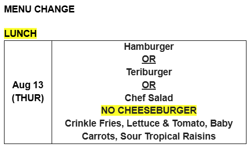 menu
