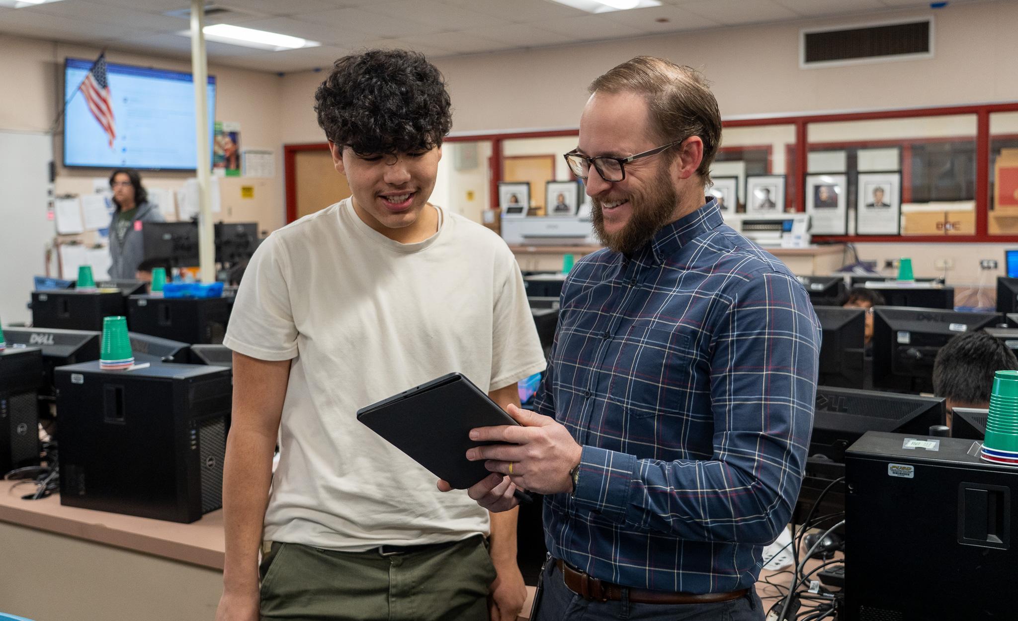 Teacher with student