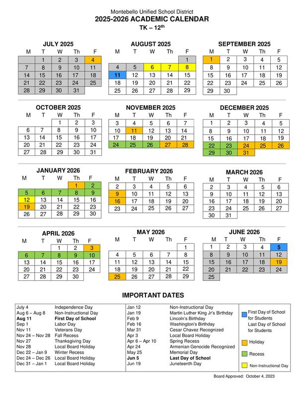 Academic Calendar
