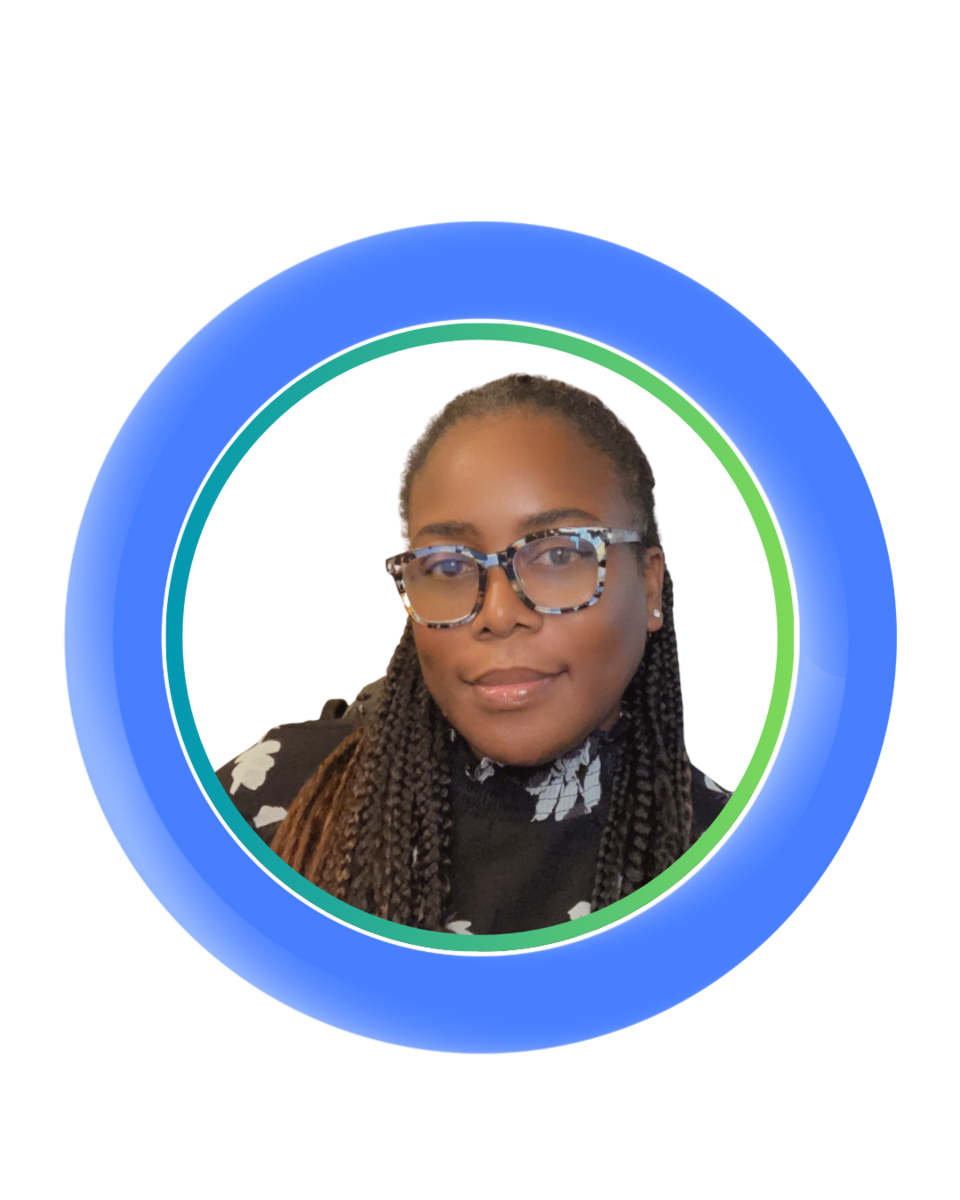 Woman with muticolor shirt