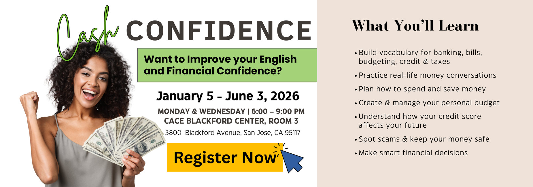 Register for a new class: Cash Confidence