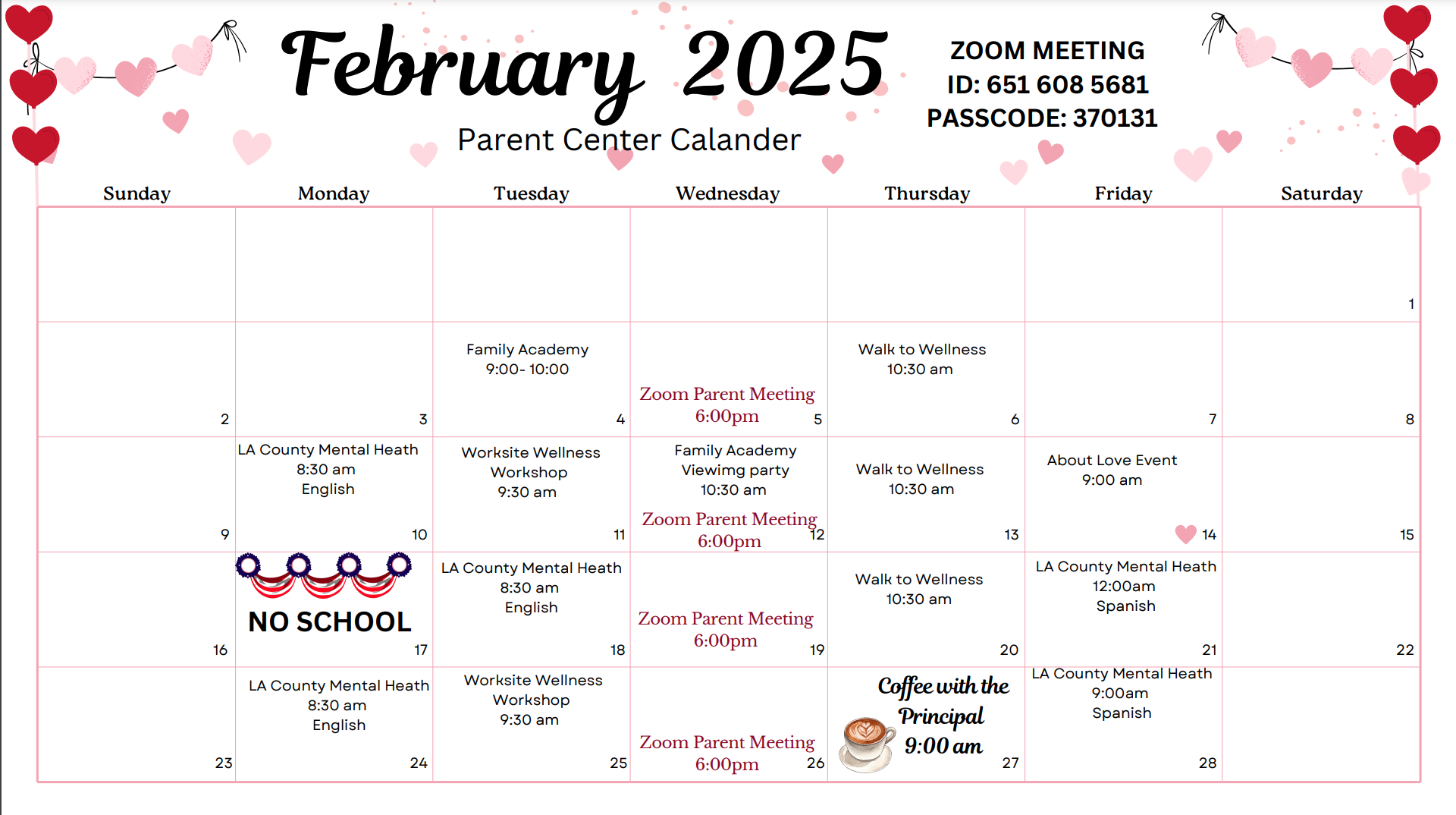 Parent Program Calendar Parent Calendar – Parents – Barack Obama Global Preparation Academy