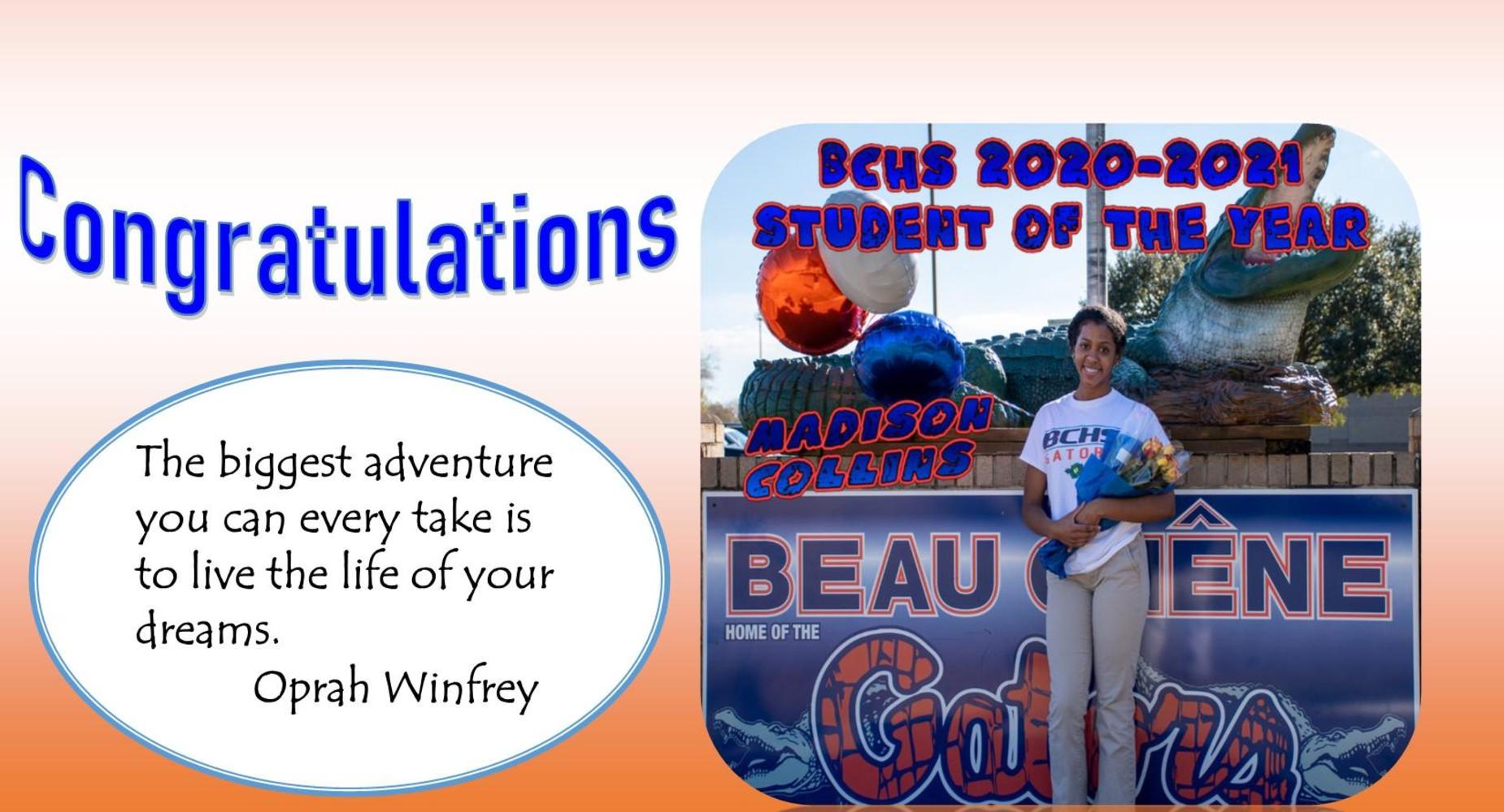 Student of the Year - 2020-2021 - Madison Collins